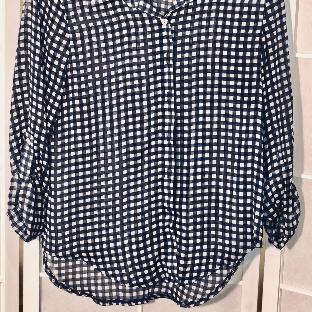 Slightly Sheer Gingham Check Button up - Picture 2 of 7